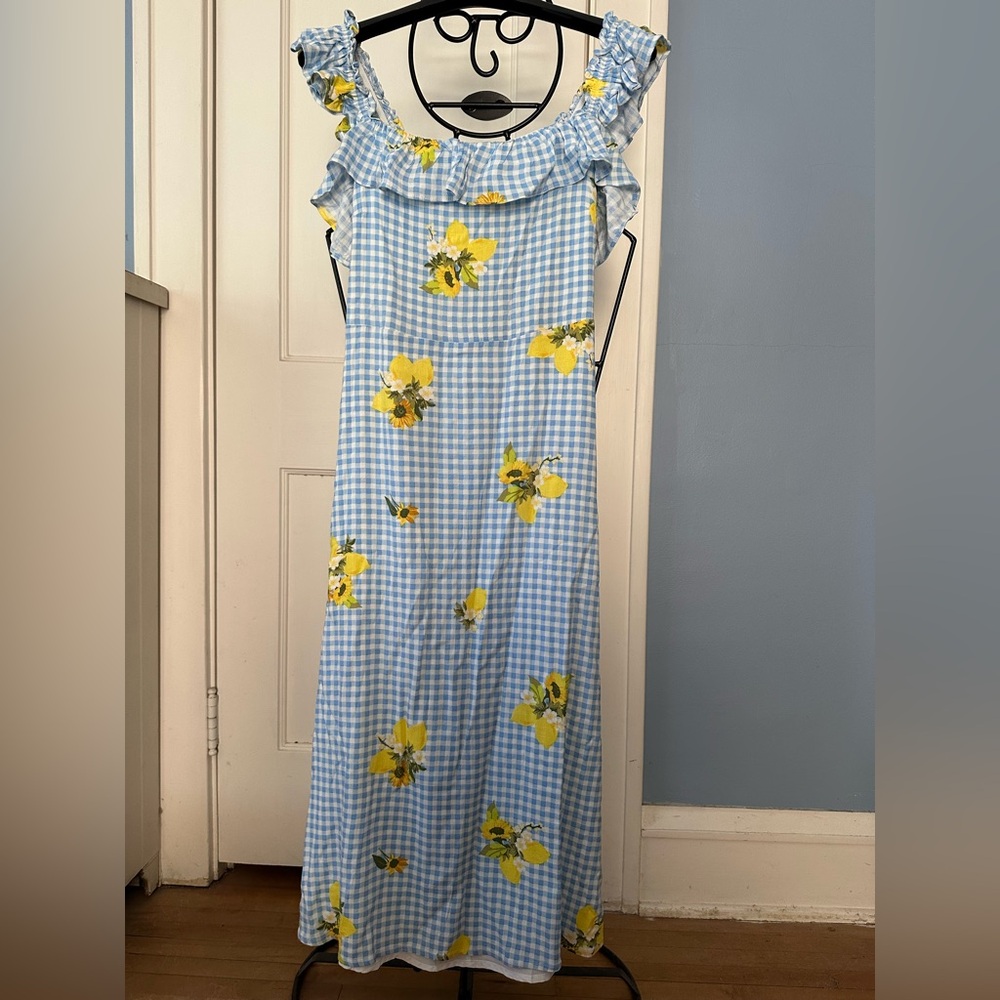 Sugarlips Maxi Dress Lemon Gingham Print